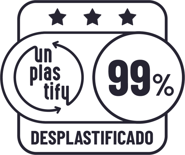 Unplastify Seal badge: 3 stars, 99% deplasticized
